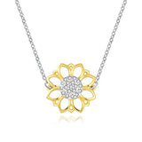 Silver Sunflower Pendant Necklace 