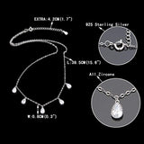 Women's 925 Sterling Silver Cubic Zirconia Simple Tear Drop Daily Necklace Chain Clear
