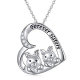 Forever sisters Two Pigs Necklace