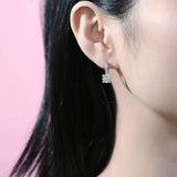 925 Sterling Silver Four Prong Star Moissanite Huggie Hoop Earrings for Women Girls Fine Jewelry Gifts