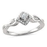 14k White Gold Princess-Cut & Round Natural Diamond Engagement Ring (1/7 cttw, H-I, I1-I2)