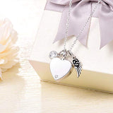 Heart Urn Necklace Ashes Angel Wings S925 Sterling Silver Memorial Cremation Jewelry Pendant Necklaces