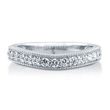 Rhodium Plated Sterling Silver Cubic Zirconia CZ Anniversary Wedding Curved Half Eternity Band Ring