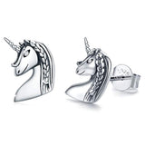 Silver Unicorn Stud Earrings 