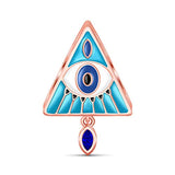 Silver Triangle Evil Blue Eye Charm