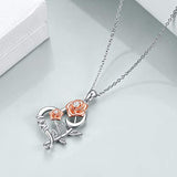 Sterling Silver Rose Flower Pendant Good Luck Irish Jewelry for Women Gifts