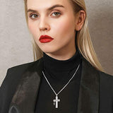 Double Cross - Bless  urn necklace S925 Sterling Silver Engraved Pendant Cremation Necklace for Women