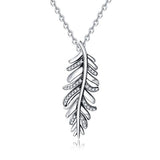 S925 Sterling Silver  Feather Necklace Pendant with Cubic Zirconia Gifts for Women
