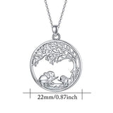 Elephant Tree of Life Necklace 925 Sterling Silver Mom and Baby Elephant Pendant Necklace for Women Girls with Gift Box