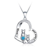 Silver  Heart Cat Pendant Necklace