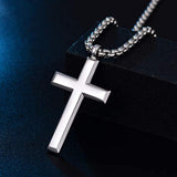 Cool Cross Pendant Necklace Classic High Polish Sterling Silver Shiny Cross Pendant Long Necklace for Men/Women
