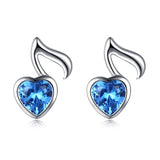 Silver Music Themed Music Clef Heart Stud Earrings 