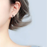 Black Small Hoop Earrings Sterling Silver for Women Men