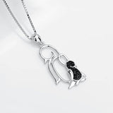 Penguin Gifts 925 Sterling Silver Penguin Necklace Mother and Child Pendant Necklace for Women Jewelry
