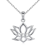 Yoga Om Lotus Flower Pendant Necklace