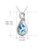 Infinity Teardrop Pendant Necklace Sterling Silver with  Aquamarine Teardrop Crystals - Eternal Love Series - Fine Women Jewelry for Her