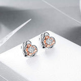 Sterling Silver Rose Flower Stud Earrings Hypoallergenic Jewelry for Women