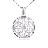 Silver Good Luck Irish Celtic Knot Round Pendant Necklaces 