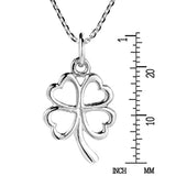 Charmed Four Heart Leaf Clover Sterling Silver Pendants Necklace