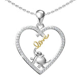  Silver  Lucky Elephant Love in Heart Pendant Necklace