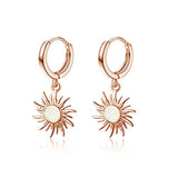  Silver Sunflower Opal  Dangle Drop Earrings