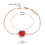 Red Heart Pendant Bracelet For Women Girls 925 Sterling Silver Bracelet Gift