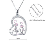 Animal Necklace 925 Sterling Silver Flamingo Animal Jewelry Heart Pendant Necklace for Women/Girlfriend Teens Gift