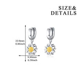 Sterling Silver sunflower Hoop Earrings for Women