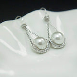 Sterling Silver Pearl Earrings Dangle Teardrop Earrings Bridal Betrothal Jewels