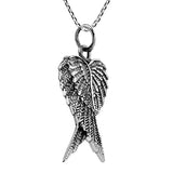 Beautiful Folded Angel Wings .925 Sterling Silver Pendant Necklace