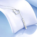 925 Sterling Silver Adjustable Heart-shaped Y Shaped Lariat Necklace for Women