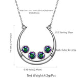Moon Jewelry Women 925 Sterling Silver Mystic Rainbow Topaz Necklace Fire Topaz Cresent Moon Birthday Gift