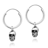 Silver Skull  Hoop Earrings
