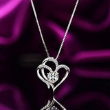 S925 Sterling silver Heart Necklace  Gold Plated Cubic Zirconia Pendant Necklaces for women