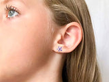 925 Sterling Silver Purple Flower Stud Earrings For Women