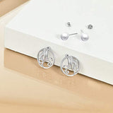  Silver Pearl Stud Earrings