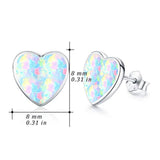 Sterling Sliver Heart Earrings Opal Stud Earrings for Women