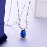925 Sterling Silver Birthstone Gemstone CZ Halo Pendants Necklace Women