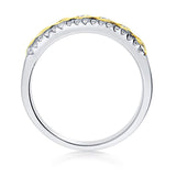 Rhodium and Gold Plated Sterling Silver Cubic Zirconia CZ Woven Anniversary Wedding Half Eternity Band Ring