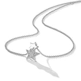 14K White Gold Plated Sterling Silver Cubic Zirconia CZ Star Pendant Necklace Dainty Fine Jewelry