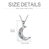Sterling Silver Crescent Moon Pendant Necklace for Women, Multicolor Crystals from Swarovski, Anniversary Birthday Moon Jewelry Gifts for Lovely Ladies