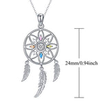 Dream Catcher Necklace For Women Sterling Silver Hollow Flower Pendant Jewelry For Womn