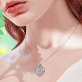 Heart Necklace -  White Gold Plated Cubic Zirconia Heart Necklaces for Women Lucky Jewelry Necklaces for Women