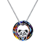 Silver Panda Pendant Necklace with Crystal