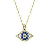 Silver Evil Eye With CZ Pendant Necklace