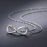 Infinity Necklace, Infinity Jewelry Rose Flower Necklace 925 Sterling Silver Infinity Rose Pendant Necklace Rose Jewelry for Women (A-Rose Gold)