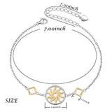 925 Sterling Silver Sun Charm Adjustable Bracelet for Women Girls Birthday Gift, 7+2 inch