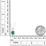 925 Sterling Silver Green Simulated Emerald Pendant Necklace with 18 inches Silver Chain (1.60 cttw, 8X6MM)