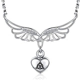 925 Silver Heart Cremation Jewelry for Ashes Angel Wing Urn Necklace Antique Celtic Keepsake Memorial Pendant