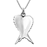 Beautiful Folded Angel Wings .925 Sterling Silver Pendant Necklace